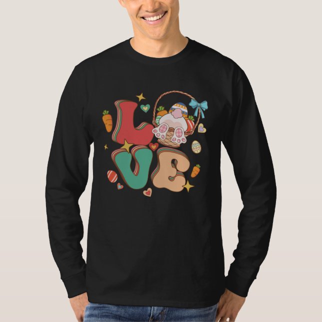 Camiseta Love Easter Groovy Bunny Retro Groovy Easter Day (Frente)