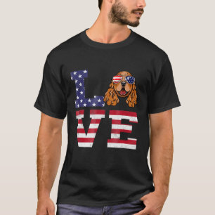 Camiseta Love English Cocker Spaniel Dog American Flag 4th
