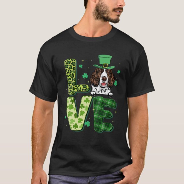 Camiseta Love English Springer Spaniel Shamrock St Patrick' (Frente)
