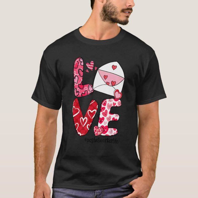 Camiseta LOVE Envelope Heart Postal Worker Life Valentine's (Frente)
