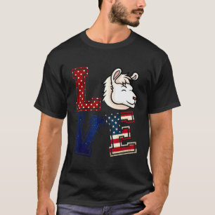 Camiseta LOVE Face de Lhama Bandeira Americana Patriótica 4
