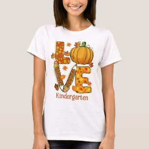 Camiseta LOVE Fall Teachirt, folhas de outono, Impressão an