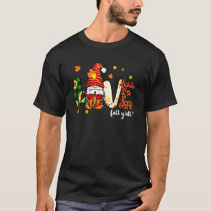 Camiseta Love Fall Y Graças Gnome Pumpkin Leopard