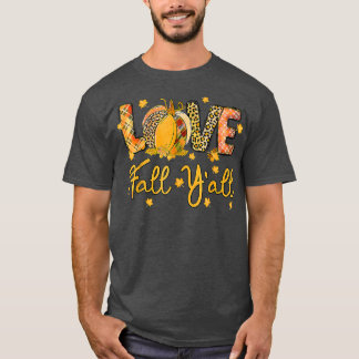 Camiseta Love Fall Yall Ação de Graças Folhas de outono H