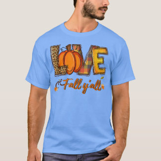 Camiseta Love Fall Yall Autumn Season Lepard Print Pumpkin