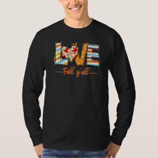 Camiseta Love Fall Y'All Leopard Fall Pumpkin Thanksgiving