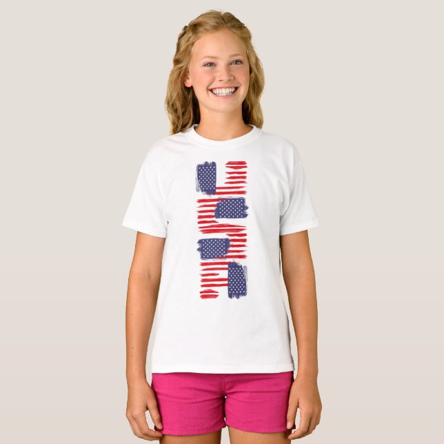 CAMISETA LOVE FLAG USA/EEUU TEXT BRUSH STROKE BY MASANSER P (Frente Completa)