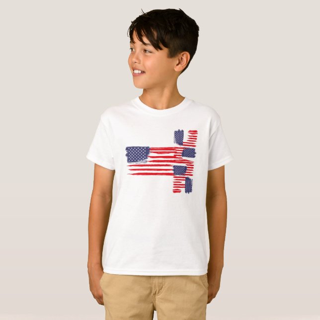 CAMISETA LOVE FLAG USA/EEUU TEXT BRUSH STROKE BY MASANSER P (Frente Completa)