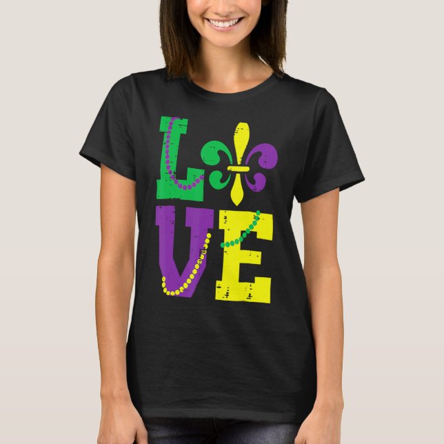 Camiseta Love Fleur Lis Louisiana Mardi Gras Men Kid (Frente)