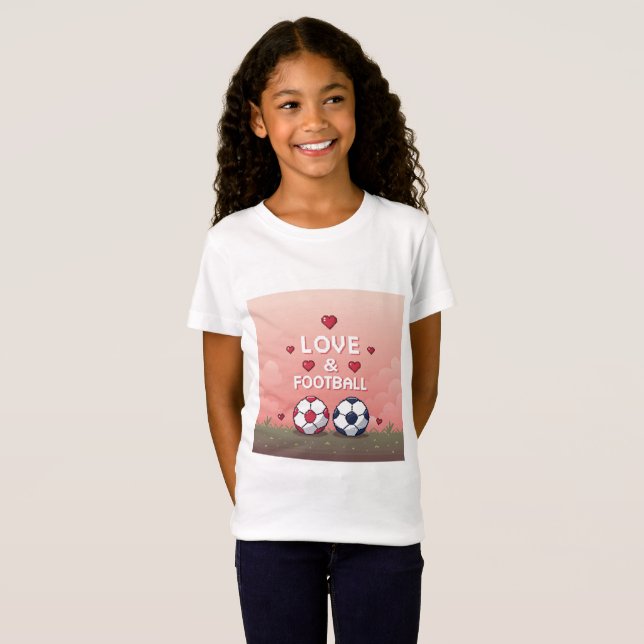 Camiseta Love & Football - Arte Pixelado (Frente Completa)