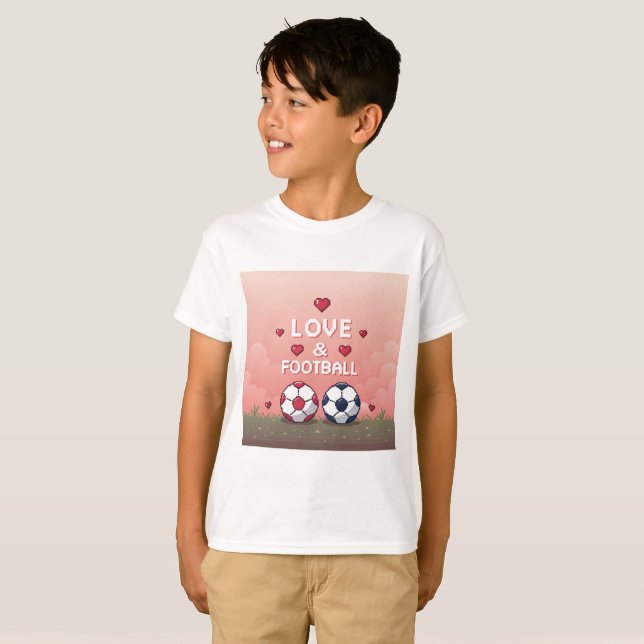 Camiseta Love & Football - Arte Pixelado (Frente Completa)