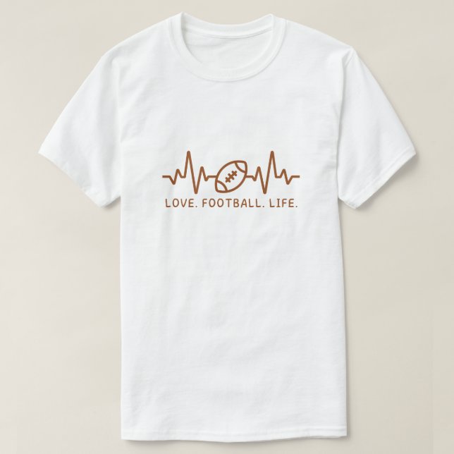 Camiseta Love Football Life Heartbeat Tee (Frente do Design)