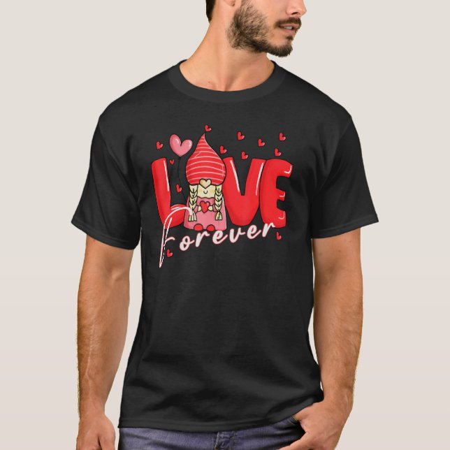 Camiseta "Love Forever Gnomic Dia de os namorados Hearts M" (Frente)