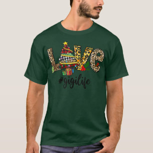 Camiseta LOVE Gigi Life Leopard Xmas Tree Christmas Matchin