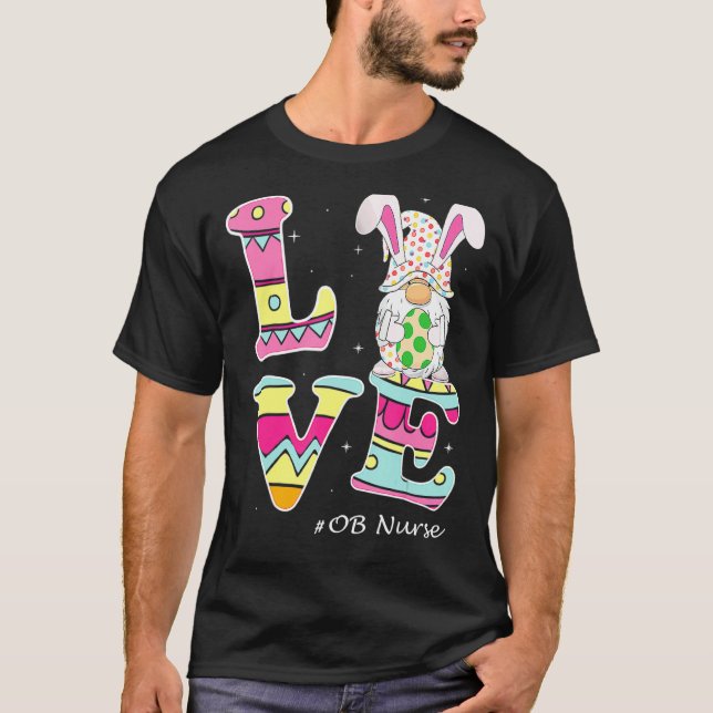 Camiseta Love Gnome Bunny Delivery Ob Day Labor Nurs (Frente)