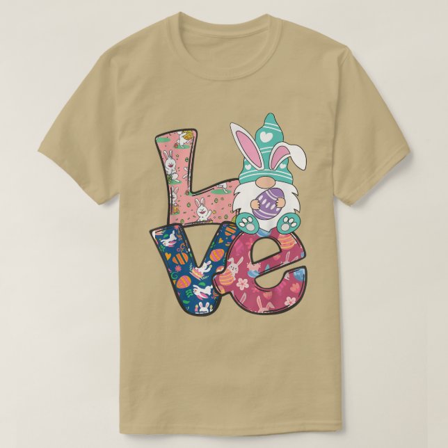 Camiseta Love Gnome Bunny Happy Easter Day Rabbit Eggs Boy  (Frente do Design)