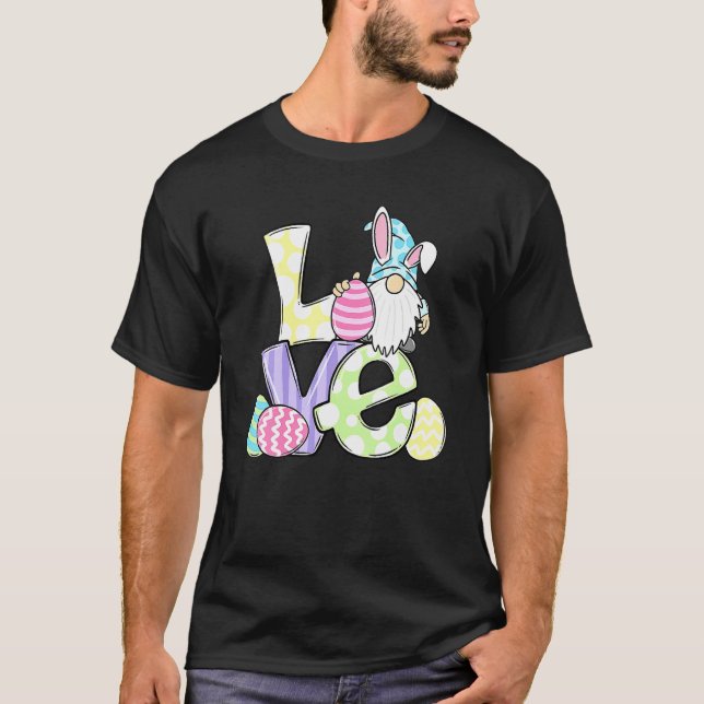 Camiseta Love Gnome Bunny Pastel Primavera Hunt Eggs Coelho (Frente)