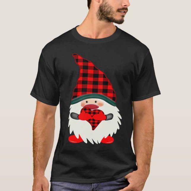 Camiseta Love Gnome In A Red Buffalo Plaid Hat Christmas Va (Frente)