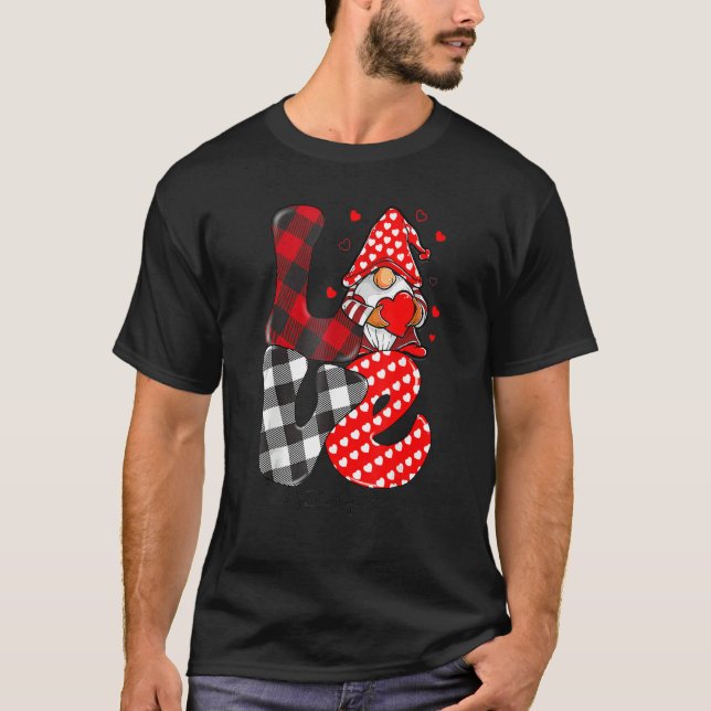 Camiseta Love Gnome Teacher Squad Happy Valentine Gnome Tea (Frente)