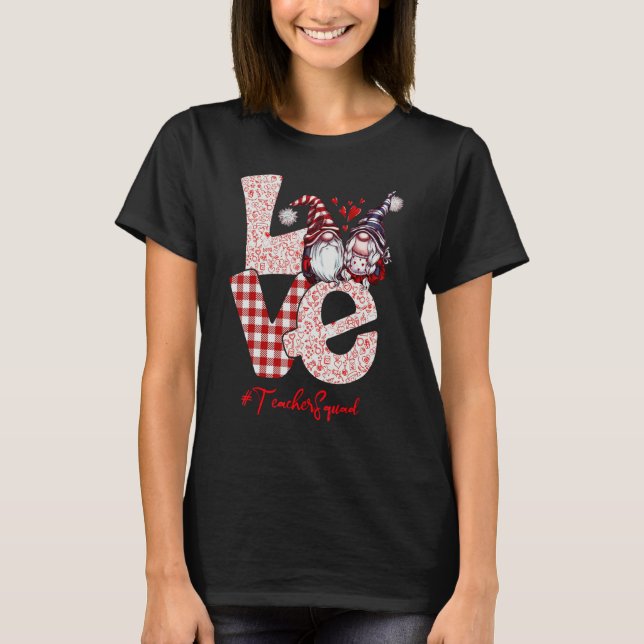 Camiseta Love Gnome Teacher Squad Valentine Teacher Matchin (Frente)