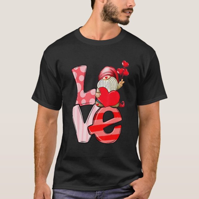 Camiseta Love Gnome Valentines Day Love Valentine Pajamas G (Frente)