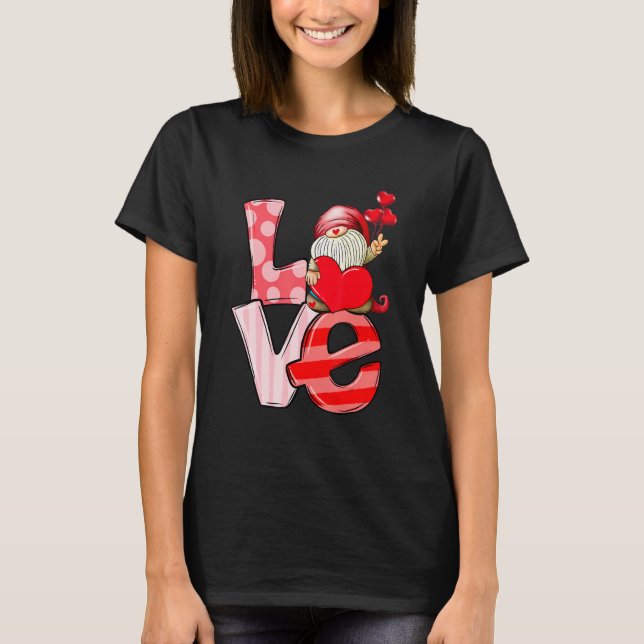 Camiseta Love Gnome Valentines Day Love Valentine Pajamas G (Frente)