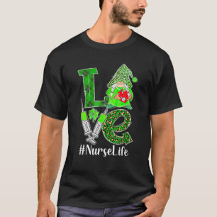 Camiseta Love Gnomes Nurse Stethoscope Scrub St Patricks Da
