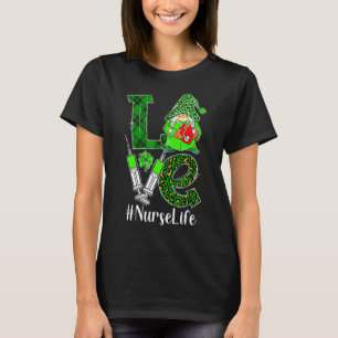 Camiseta Love Gnomo Nurse Life Er Rn Dia de São Patrício Le