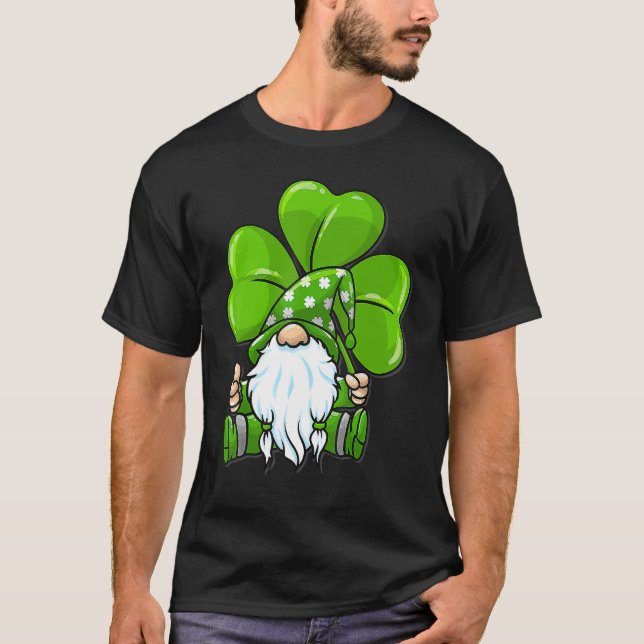 Camiseta Love Gnomos Irish Shamrock Dia de São Patrício Fou (Frente)