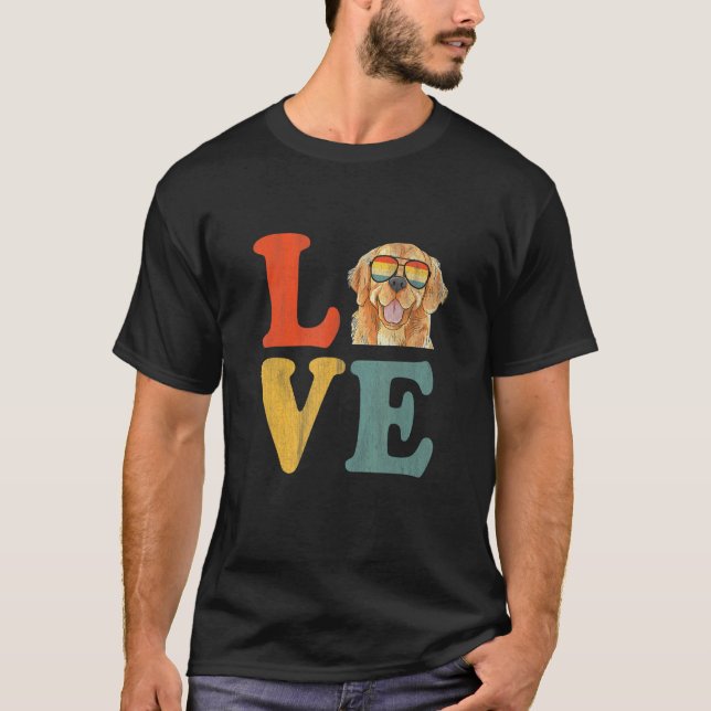 Camiseta Love Golden Retriever Retro For Men Women And Kids (Frente)