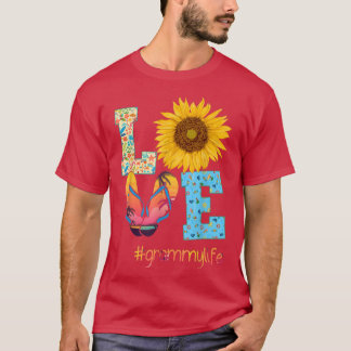 Camiseta LOVE Grammy Life Flip Flops Hippie Sunflower Summe