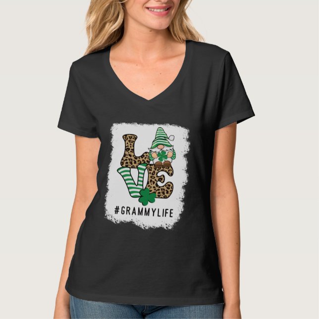 Camiseta LOVE Grammy Life Gnome  St Patrick s Day Lucky Sha (Frente)