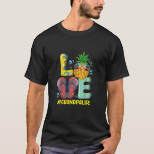 Camiseta Love Grandpa Life Chinelos Hippie Pineapple Summ