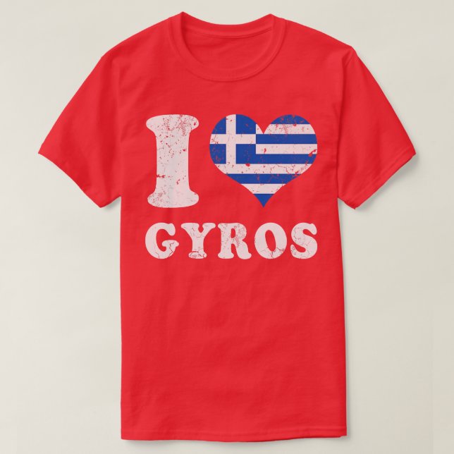 Camiseta Love Gyros Grego Comida Grécia Flag (Frente do Design)