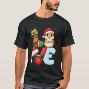 Camiseta Love Hamster Vestindo Santa Hat Xmas Cute Hamster 