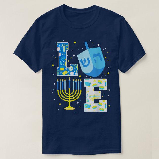 Camiseta Love Hanukkah Chanukah Menorah Pajama Matando Fam (Frente do Design)