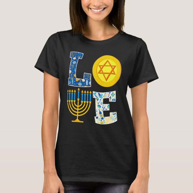 Camiseta Love Hanukkah   Chanukah Menorah Pajama Matching F (Frente)