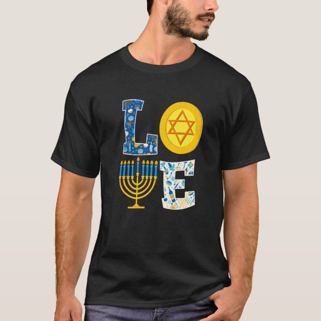 Camiseta Love Hanukkah  Chanukah Menorah Pajama Matching Fa (Frente)