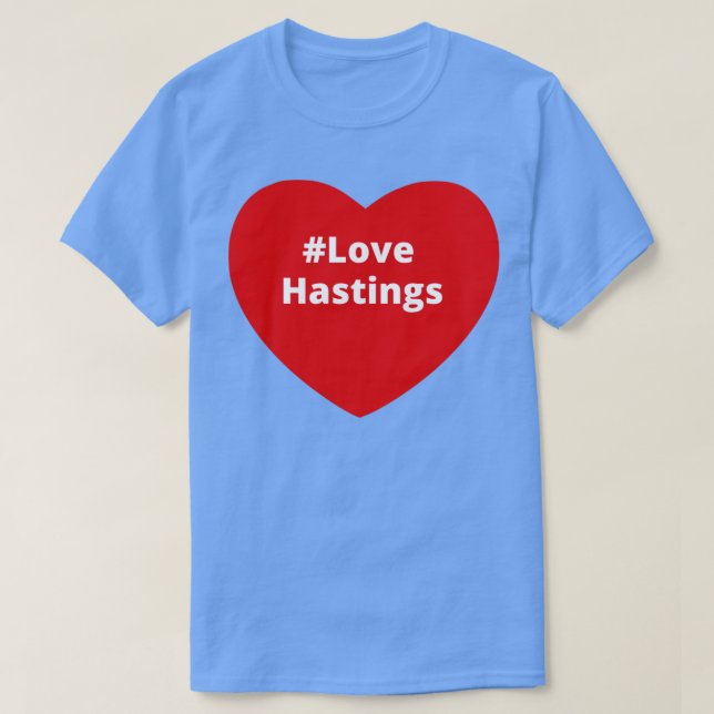 Camiseta Love Hastings Hashtag Heart (Frente do Design)