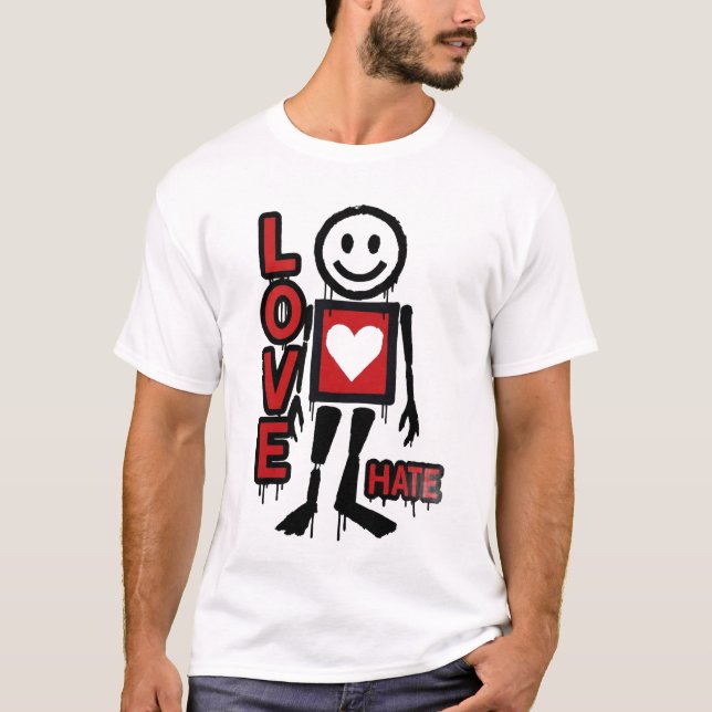 Camiseta Love Hate Banksy Inspired Graphic  (Frente)