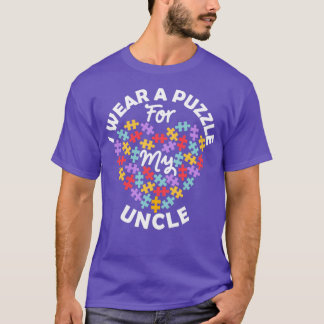 Camiseta Love Heart Autism Awareness I Wear A Puzzle Uncle 