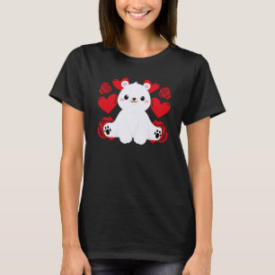 Camiseta Love Heart Dia de os namorados Rosas Polar Bear Bo