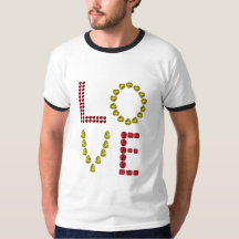 Love Heart Gemstone Yellow Red T Shirt