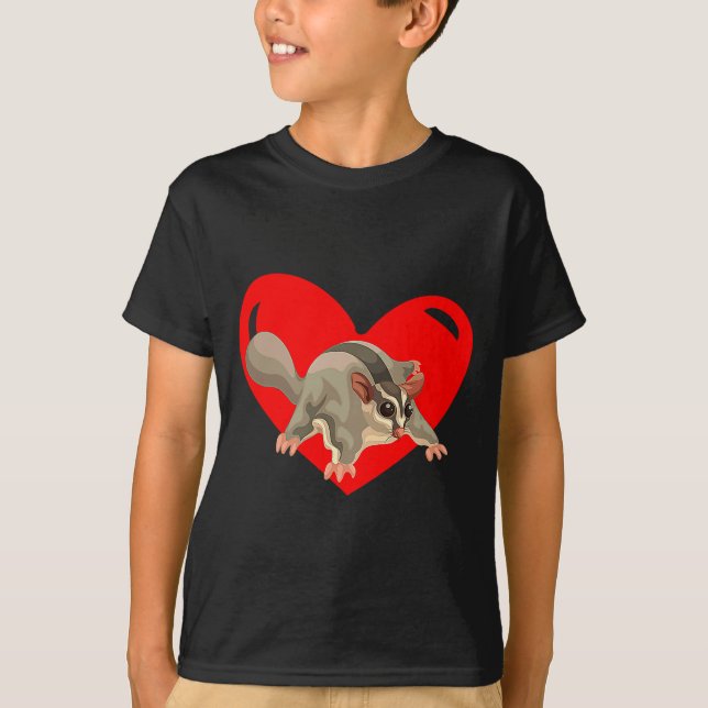 Camiseta Love Heart Graphic Valentines Day Sugar Glider Bo  (Frente)