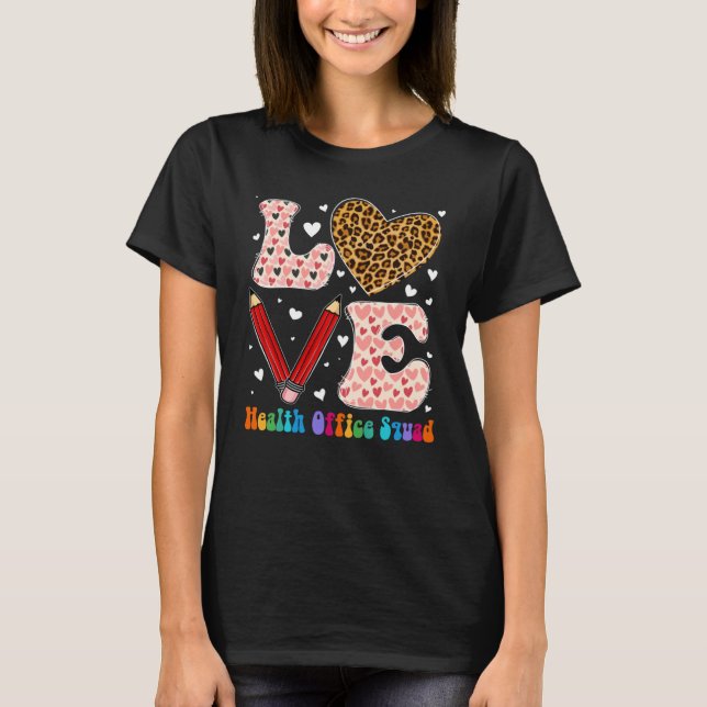 Camiseta Love Heart Health Office Squad Leopard Xadrez Vale (Frente)