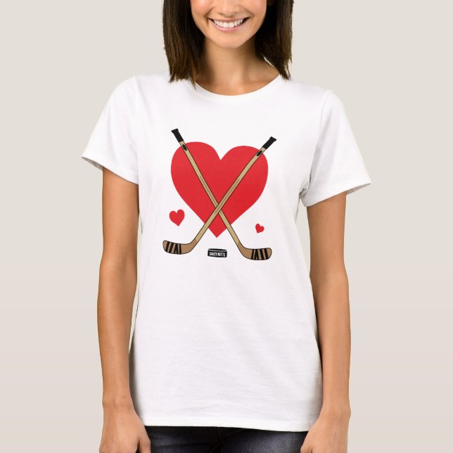Camiseta "Love Heart Hockey Sticks" Mulheres (Frente)