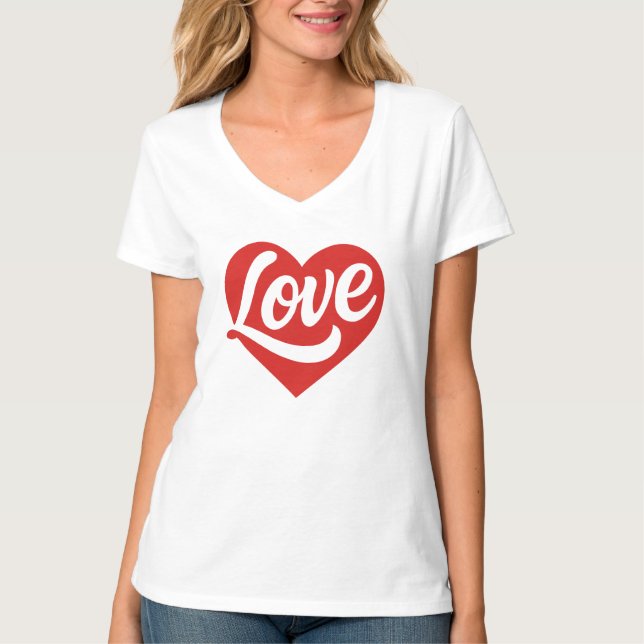 Camiseta Love Heart Logo – Red Romantic Symbol (Frente)