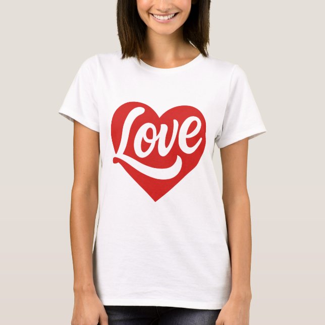 Camiseta Love Heart Logo – Red Romantic Symbol (Frente)