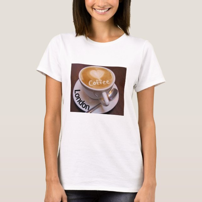 Camiseta Love Heart London Cappuccino Coffee Cup Tshirt (Frente)