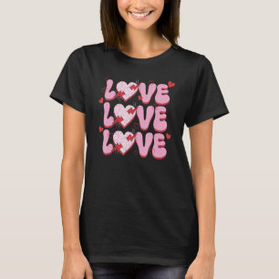 Camiseta Love Heart Namorados Checkered Retro Groovy Valent
